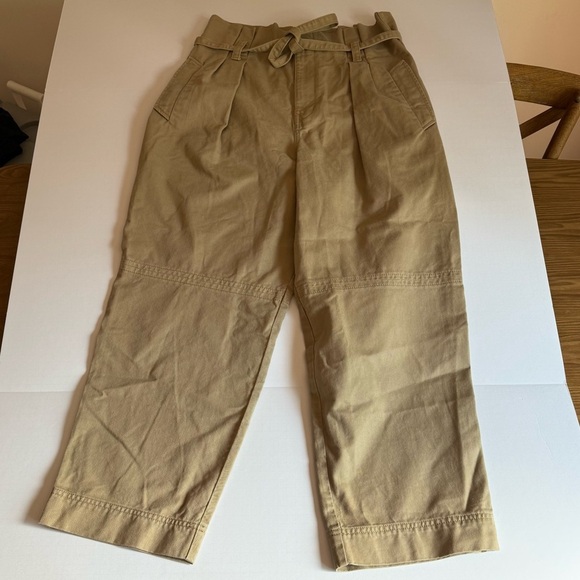 NWT MADEWELL Paperbag Trench Trousers in (Re)generative Chino Color Khaki Sz 12 - Picture 6 of 11